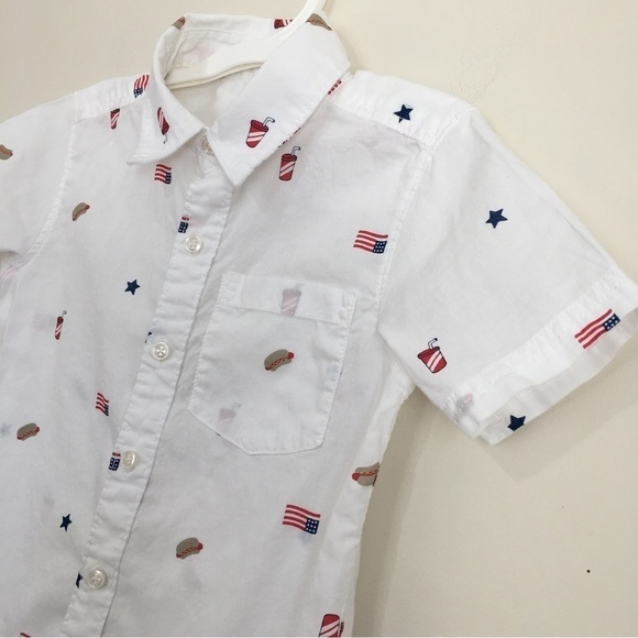 Carter's little boys white button up short sleeve shirt XS/4-5 - Picture 9 of 12